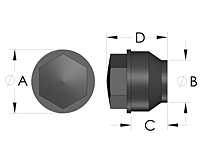 HT2 Hex Top Knob Line Drawing